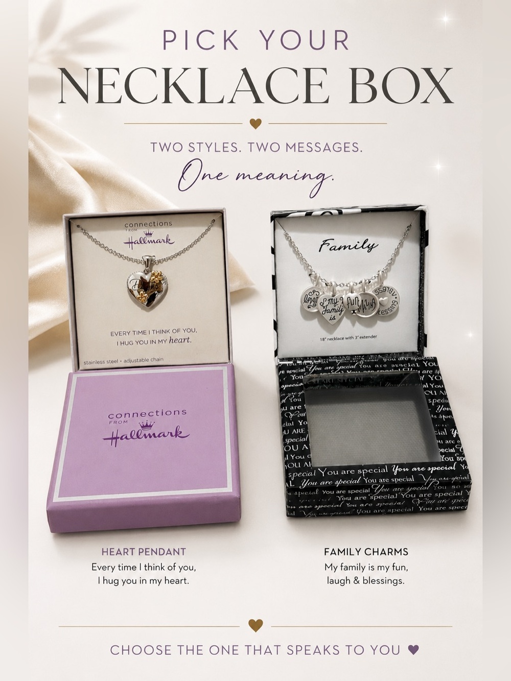 Hallmark Connections daughter Pendant Necklace or family charm necklace (pick)